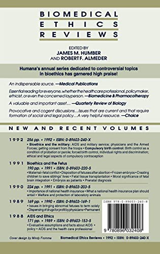 BIOMEDICAL ETHICS REVIEWS, 1992 - Retail Maharaj