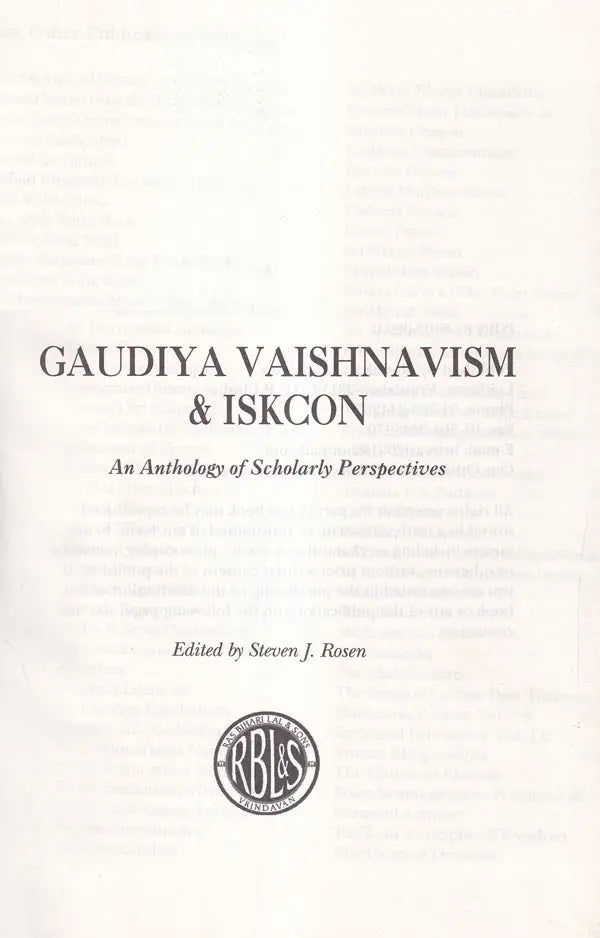 Gaudiya Vaishnavism and Iskcon (An Anthology of Scholarly Perspectives) - Retail Maharaj