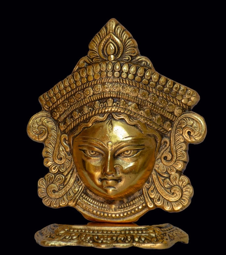 Durga Face Idol in Alloy Metal – Handcrafted Wall Hanging with Antique Finish for Home & Office Decor - Retail Maharaj