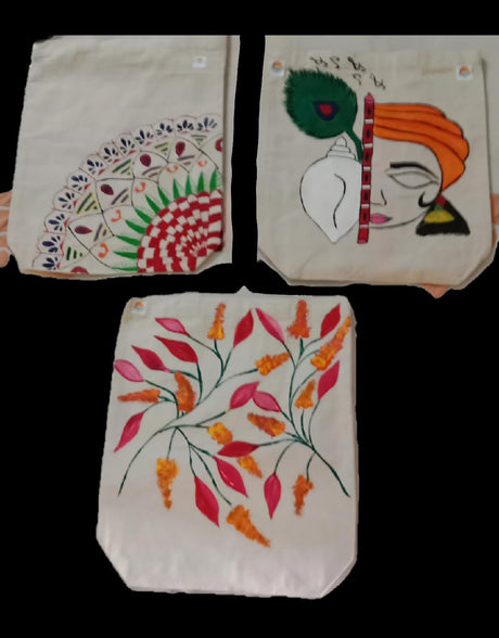 Trio of Hope: Hand-Painted Tote Set by Innocent Hands – Eco-Friendly, Unique Artwork - Retail Maharaj