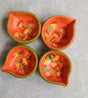 Autumn Bloom Diyas – Hand-Painted Terracotta Diyas by Underprivileged Children | Eco-Friendly Diwali Decorative Clay Lamps (Set of 4) - Retail Maharaj