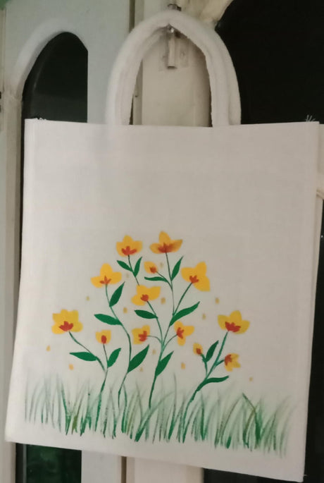 Hand-Painted Tote Bag by Innocent Hands - Eco-Friendly, Vibrant Floral Art - Retail Maharaj