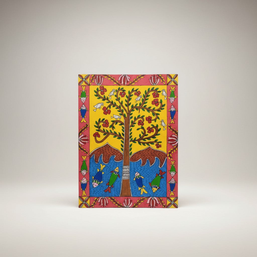 Handmade Madhubani Painting – Tree of Life | Mithila Art Traditional Indian Folk Wall Decor - Retail Maharaj