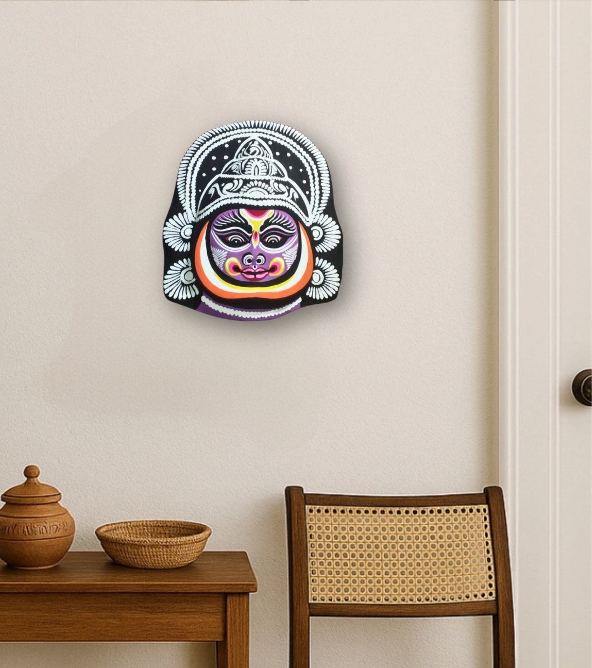 ShyamRang – The Kathakali Spirit of Purulia – Hand-Painted Folk Art Mask - Retail Maharaj