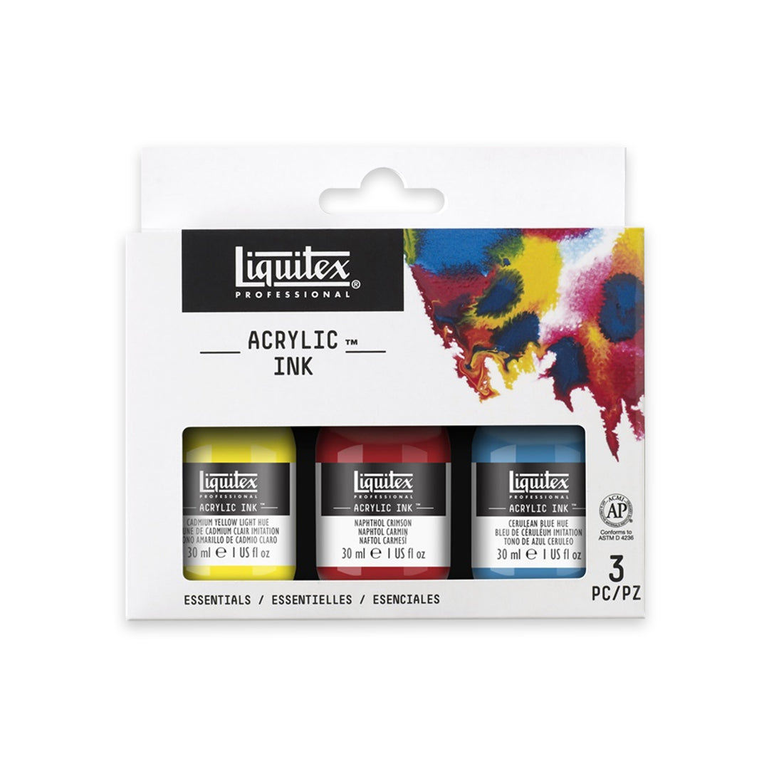 Liquitex Professional Acrylic Ink Set of 3 & 6 (Essential & Iridescent Colours)