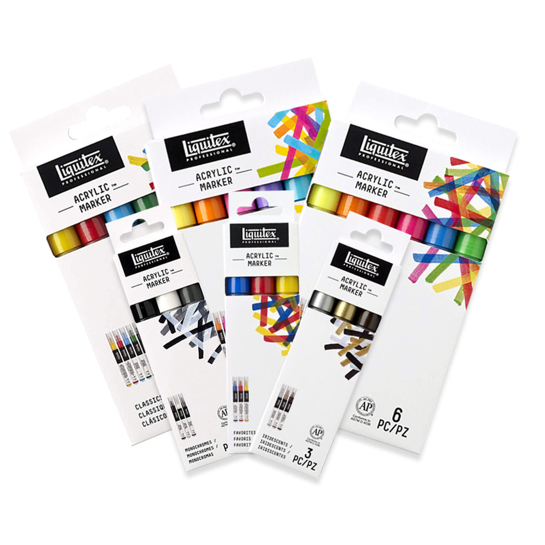 Liquitex Professional Acrylic Marker Sets Artist Grade Acrylic Paint Markers for Fine Art Craft Highlights Vibrant Monochrome Iridescent Colors