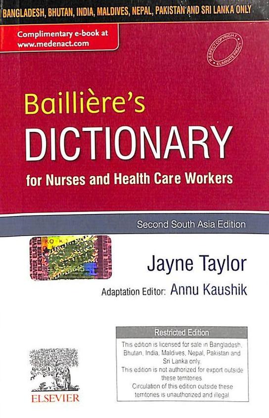 Baillieres Dictionary For Nurses & Health Care Workers - Retail Maharaj