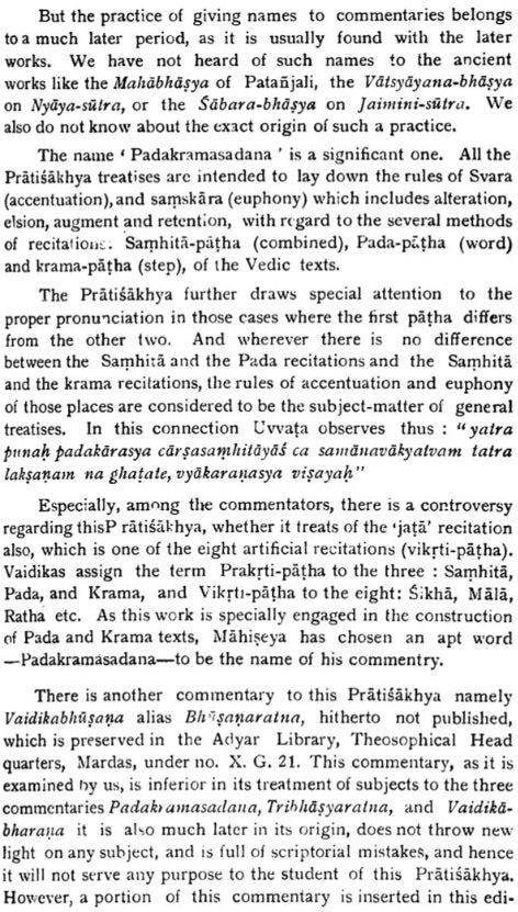 Taittiriya-Pratisakhya With the Bhasya (Padakramasadana of Mahiseya) - Retail Maharaj
