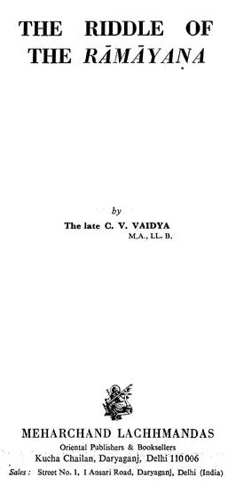 The Riddle of The Ramayana (An Old and Rare Book) - Retail Maharaj