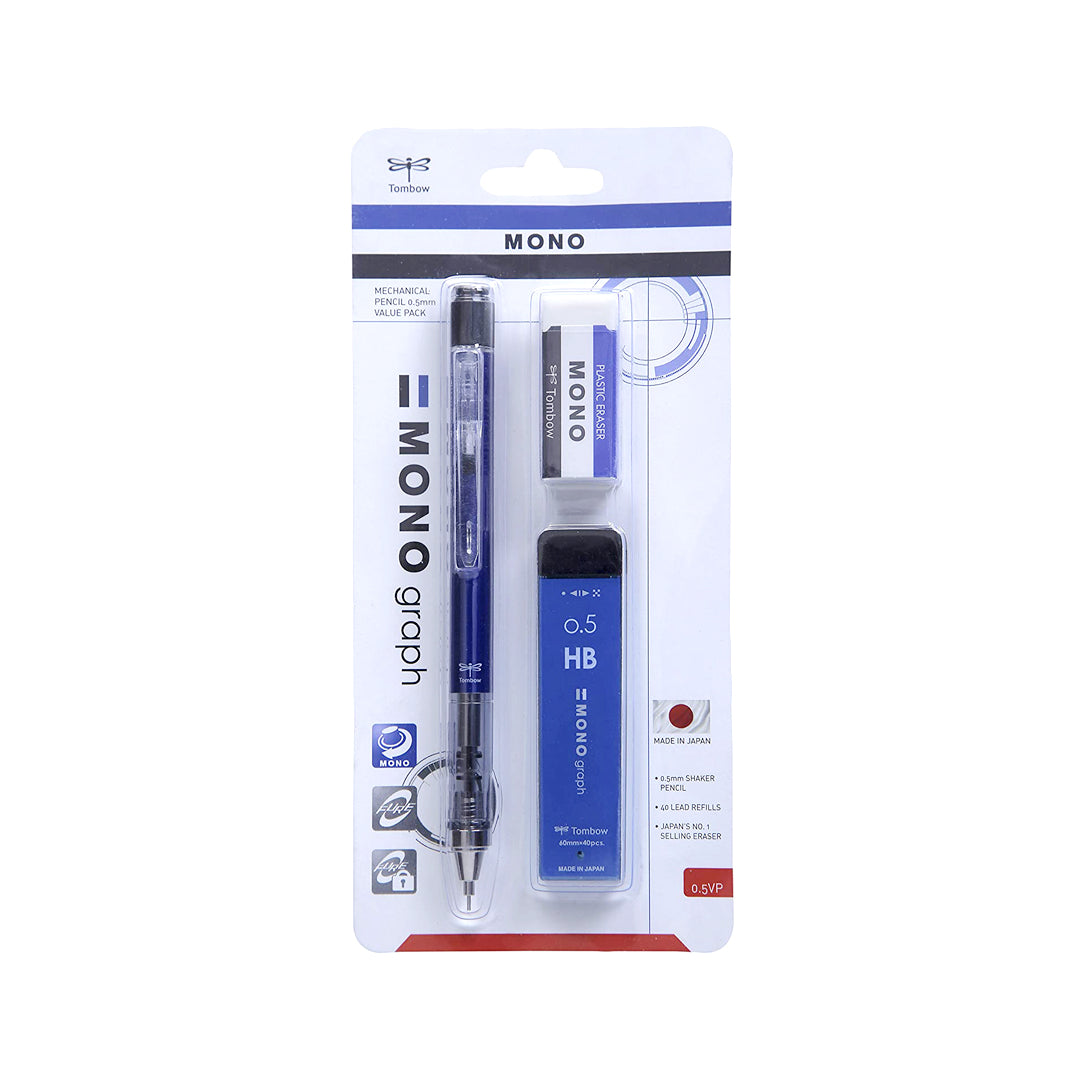 ombow MONO Graph Mechanical Pencil 0.5mm with Shake Mechanism and MONO Eraser