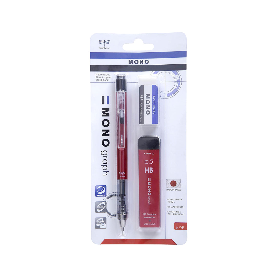 ombow MONO Graph Mechanical Pencil 0.5mm with Shake Mechanism and MONO Eraser