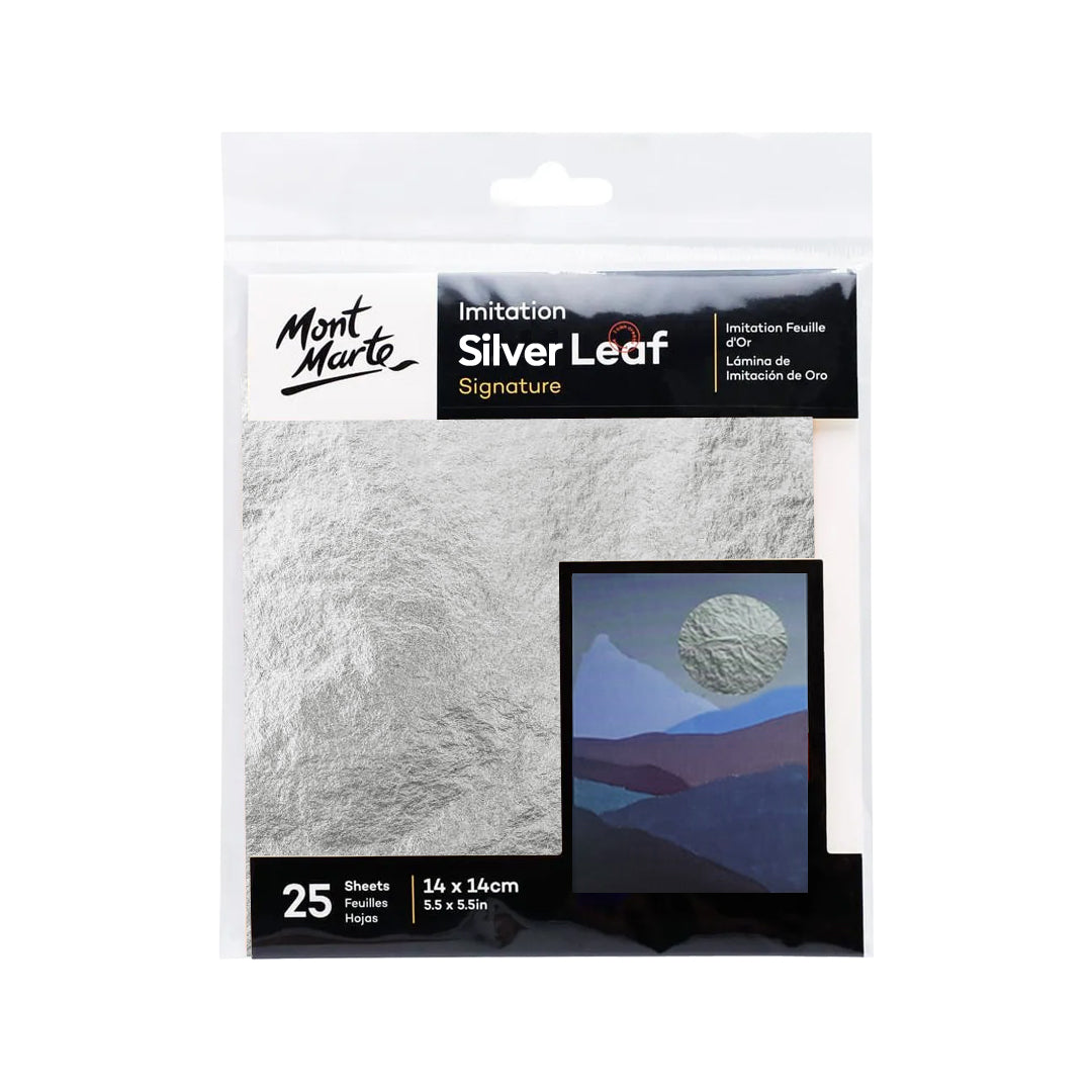 Mont Marte Imitation Gold, Silver & Copper Leaf (25 Sheets) & Leafing Size 60ml