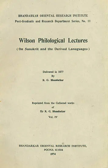 Wilson Philological Lectures: On Sanskrit and the Derived Languages (An Old and Rare Book) - Retail Maharaj