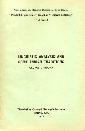 Linguistic Analysis and Some Indian Traditions (An Old and Rare Book) - Retail Maharaj