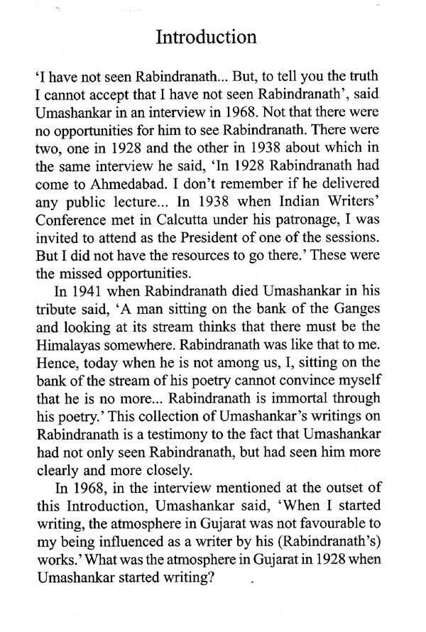 Rabindranath Collection of Essays by Umashankar Joshi - Retail Maharaj