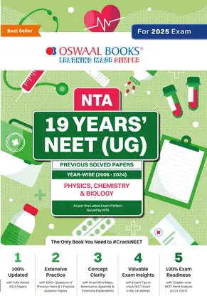 Oswaal NTA 19 Years' NEET (UG) Previous Solved Papers Physics Chemistry & Biology (2025 Exam) - Retail Maharaj