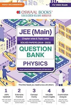 Oswaal JEE Main Chapterwise & Topicwise Solved Papers (2019-2023) Question Bank Physics Book - Retail Maharaj