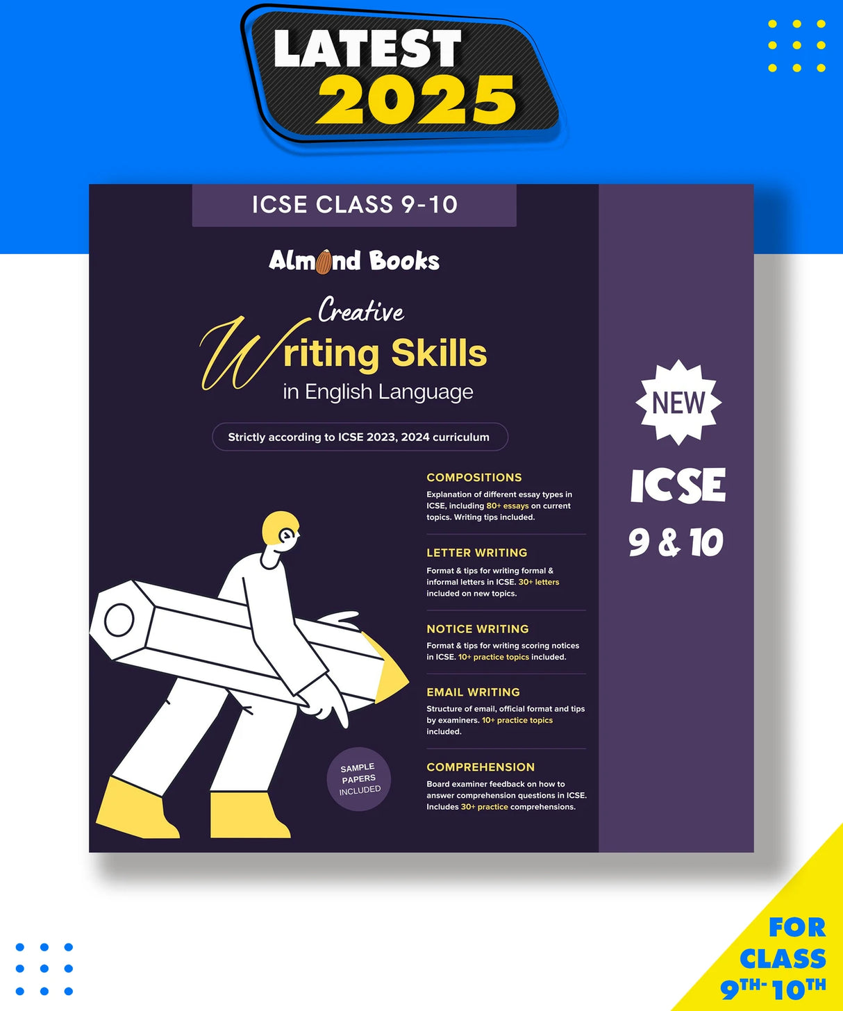 Almond Books ICSE English Creative Writing Skills for Class 9 & 10 Compositions, Letters, Comprehensions, Notice Writing, Email Writing - Retail Maharaj