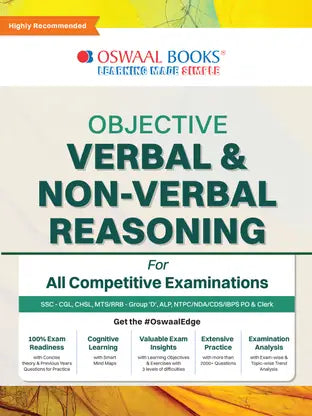 Oswaal Objective Verbal & Non-Verbal, Reasoning for all Competitive Examination, Chapter-wise & Topic-wise, A Complete Book to Master Reasoning - Retail Maharaj