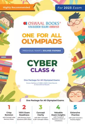 Oswaal One For All Olympiad Previous Years’ Solved Papers, Class-4 Cyber Book - Retail Maharaj