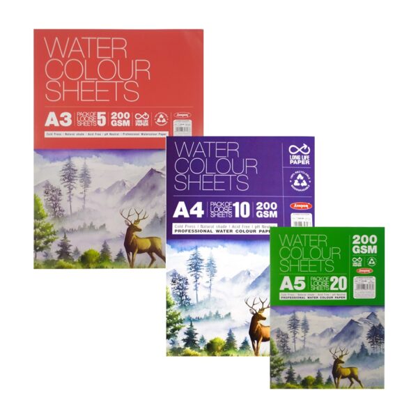Anupam Watercolor Paper - 200gsm Cut Packs A5, A4 & A3