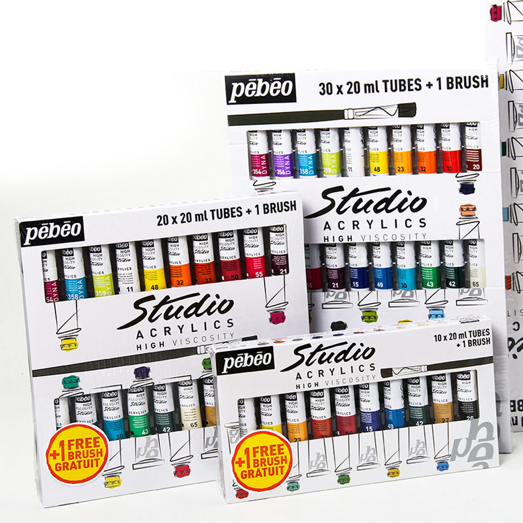 Pebeo Studio Acrylics High Viscosity Sets Thick Satin Finish Artist Acrylic Paint Tubes for Canvas Wood and Mixed Media