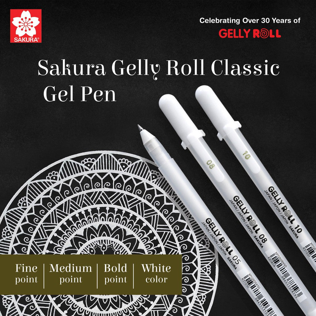 Sakura Gelly Roll White Gel Pen Open Stock Multiple Tip Sizes