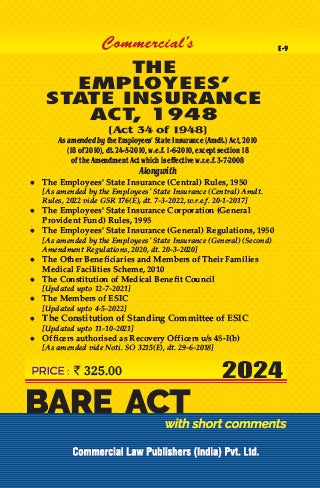 Employees’ State Insurance Act, 1948 As Amended by the Employees' State Insurance (Amendment) Act, 2010 with Rules & Regulations - Retail Maharaj
