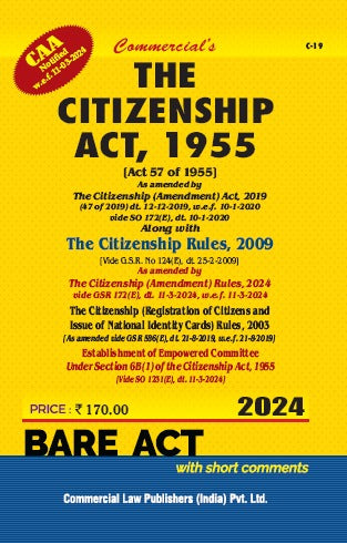 Citizenship Act, 1955 As amended by The Citizenship (Amendment) Act, 2019 alongwith Rules, 2009 - Retail Maharaj
