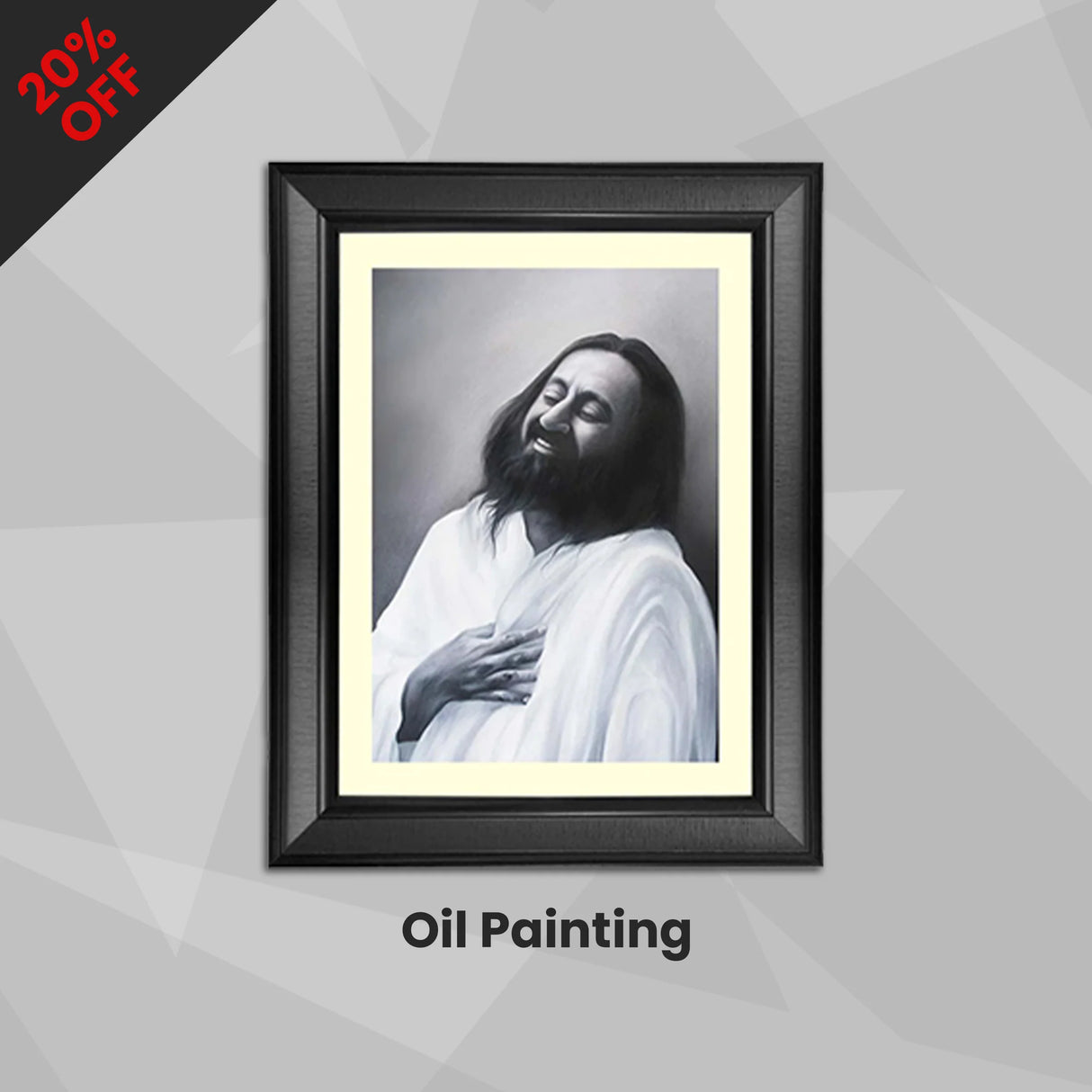Oil Painting Print of Gurudev – 12 x 16 Inches with Black Frame (Pre-Order) - Retail Maharaj