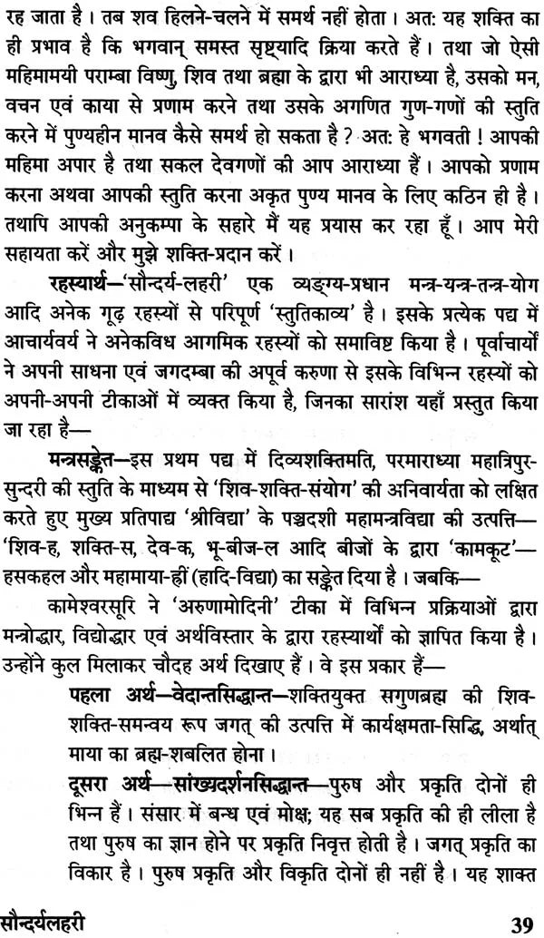 सौन्दर्य लहरी (संस्कृत एवं हिंदी अनुवाद)- Saundarya Lahari with Detailed Explanation in Hindi - Retail Maharaj