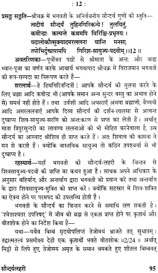 सौन्दर्य लहरी (संस्कृत एवं हिंदी अनुवाद)- Saundarya Lahari with Detailed Explanation in Hindi - Retail Maharaj