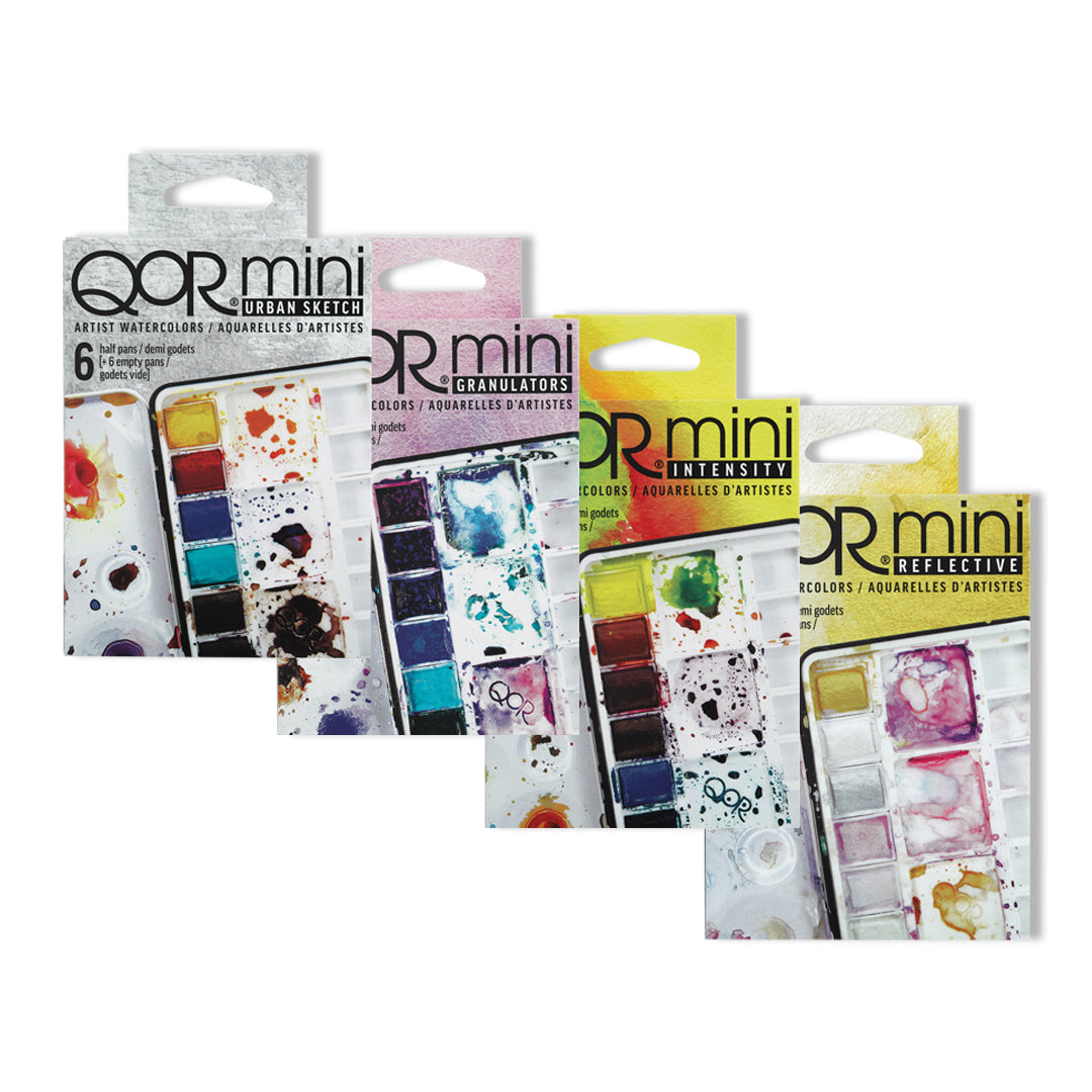 QoR Mini Artist Watercolor Set of 6 – Intensity, Granulators, Urban Sketch and Reflective Series