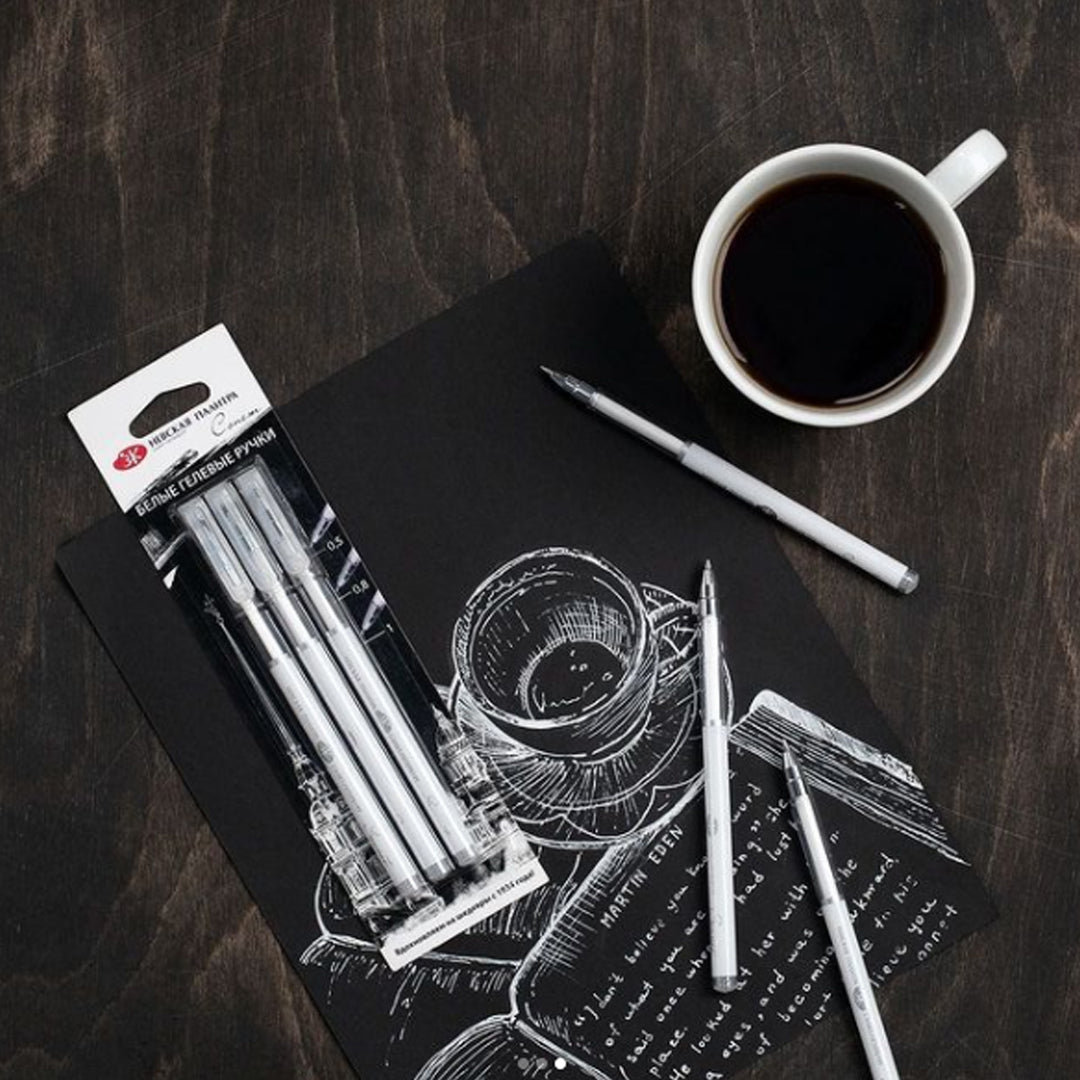 Sonnet White Gel Pens Set for Drawing Lettering and Highlights Pack of Three