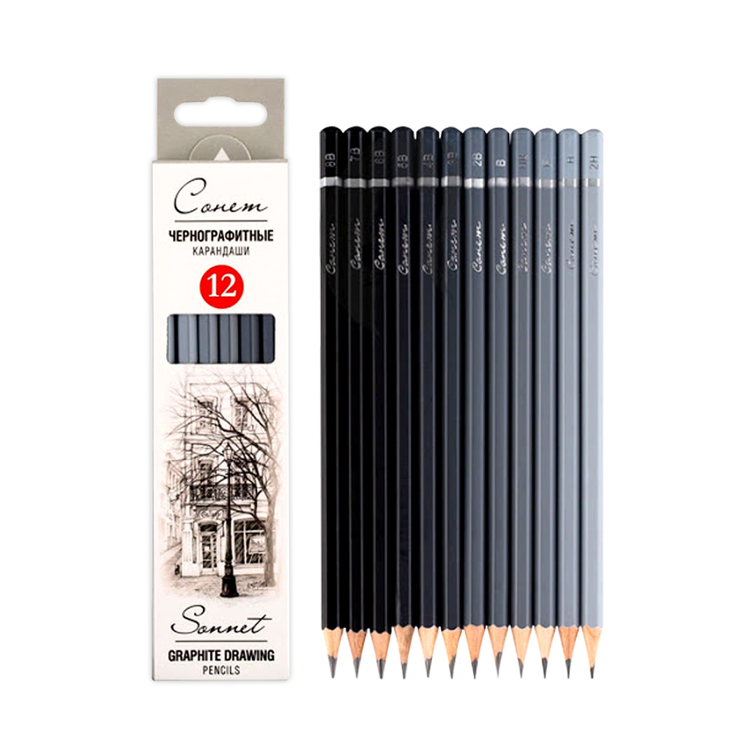 Sonnet Graphite Sketching Pencils Set 2H to 8B for Drawing and Shading