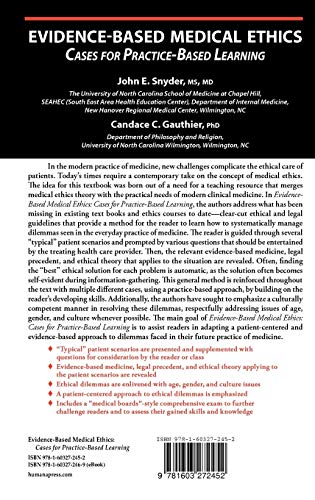 EVIDENCE-BASED MEDICAL ETHICS: CASES FOR PRACTICE-BASED LEARNING - Retail Maharaj