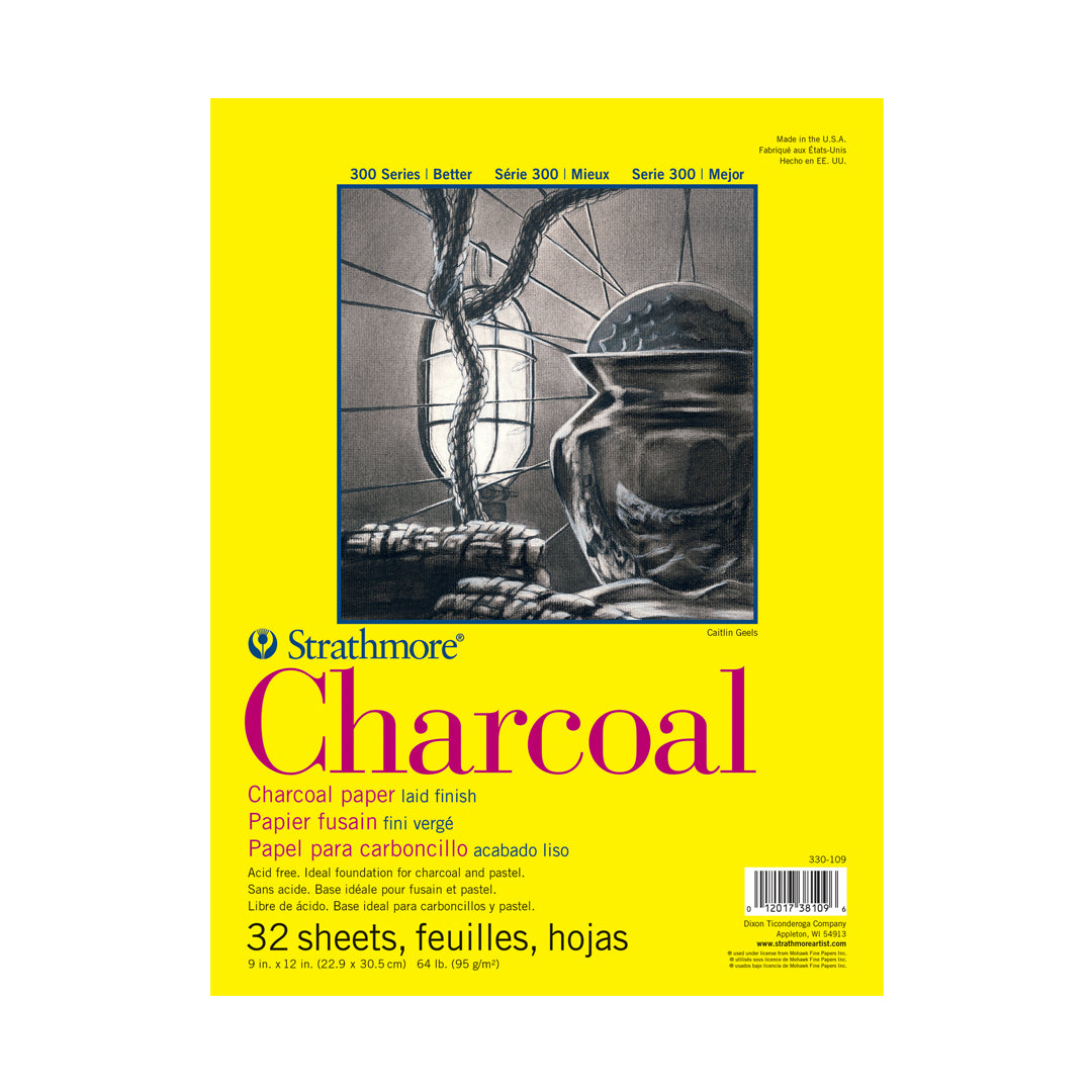 Strathmore 300 Series Charcoal Paper Pad – Natural White Laid Surface
