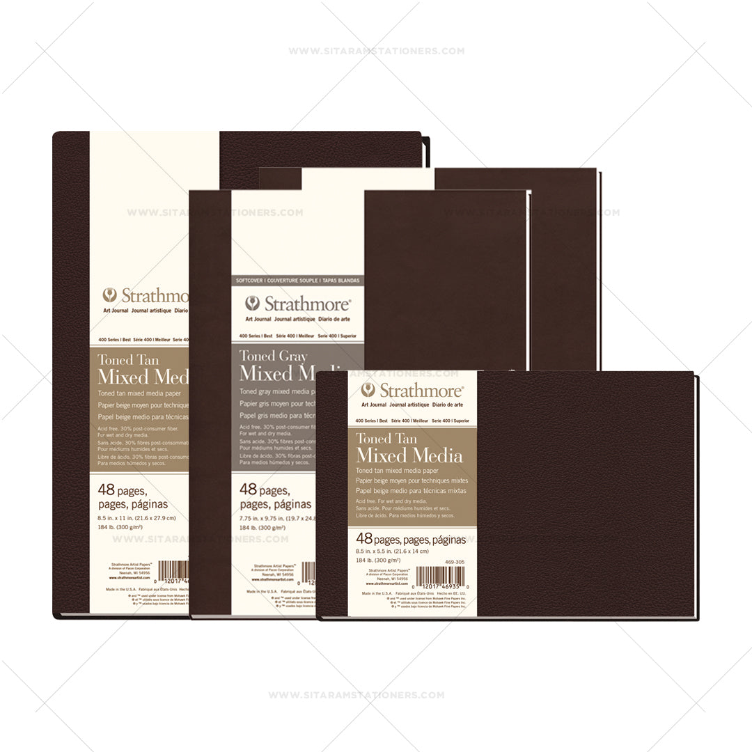 Strathmore 400 Series Toned Tan and Gray Mixed Media Art Journal Hardbound and Softcover