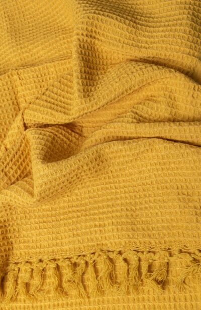 Handwoven Yellow Honeycomb Cotton Bath Towel - Retail Maharaj