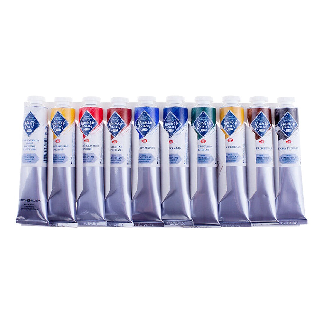 Master Class Tempera Paints Set of 12 Professional Artist Colours 18ml Tubes