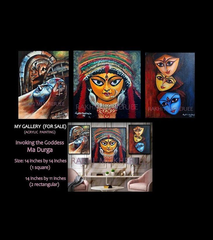 Invoking the Goddess Maa Durga (Set of 3) by Rakhi Mukherjee - Retail Maharaj