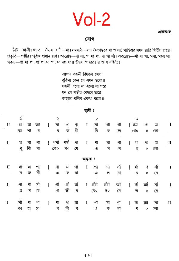 Shri Ranjanee - Ragashrayee Bangla Khayal,With Notations in Bengali (Set of 2 Volumes) (With Notations) - Retail Maharaj
