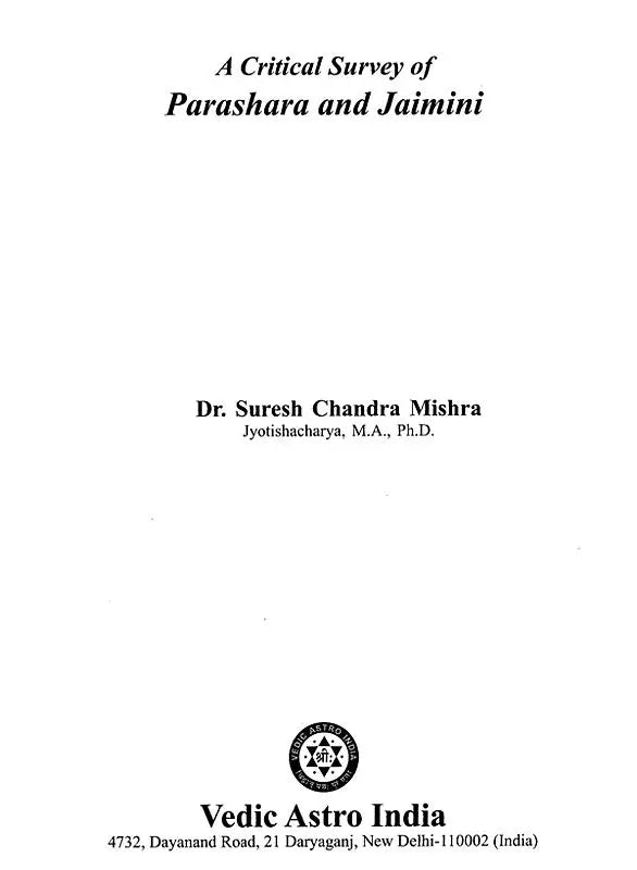 A Critical Survey of Parashara and Jaimini - Retail Maharaj