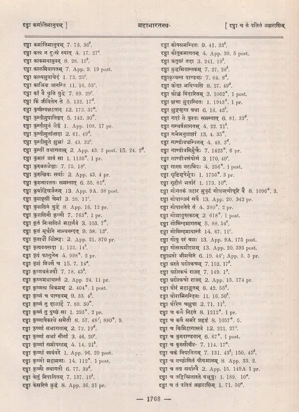 महाभारतस्थ- श्लोक पाद सूची- The Pratika- Index of The Mahabharata- Being a Comprehensive Index of Verse-Quarters Occurring in The Critical Edition of The Mahabharata (An Old and Rare Book in Set of 6 Volumes) - Retail Maharaj
