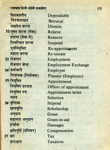 राजभाषा हिन्दी-अंग्रेजी शब्दकोश- Official Hindi-English Dictionary (An Old and Rare Book) - Retail Maharaj