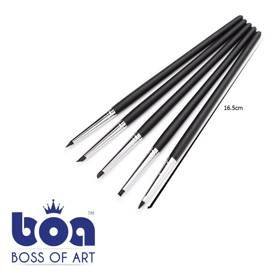 Boss Of Art – Thin Sized Long Handle Rubber Tip Shapers (5 Pieces Set) - Retail Maharaj