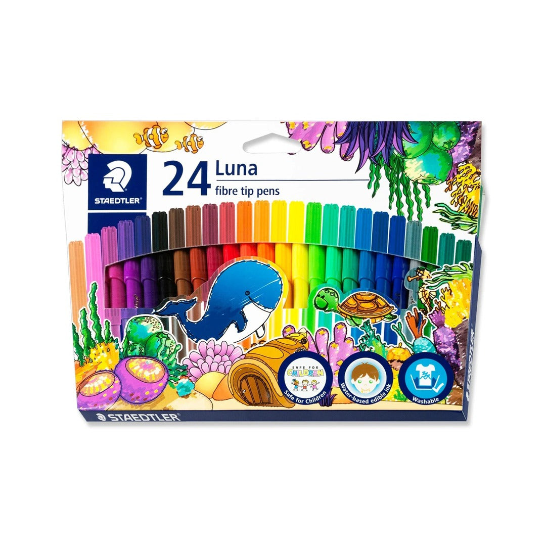 Staedtler Luna Fibre Tip Pens Fine Point Colouring Set for Kids and Art - Retail Maharaj