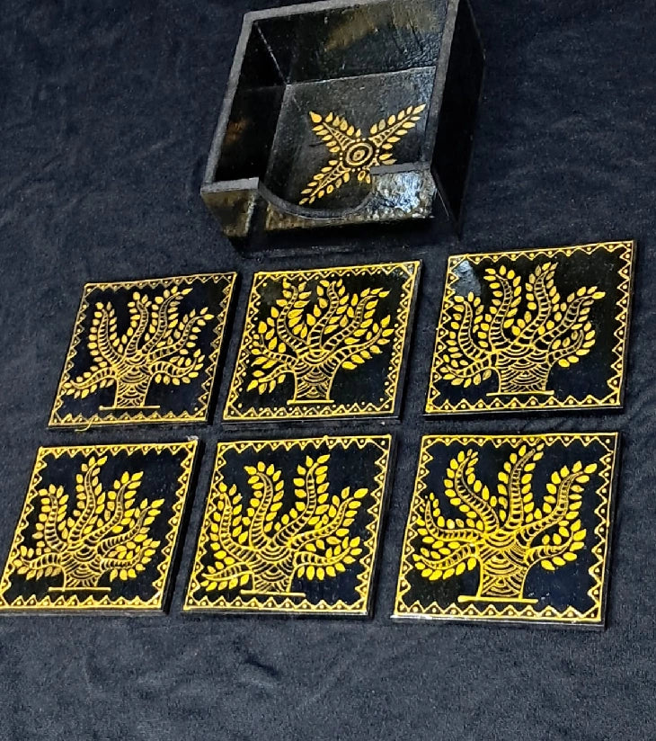 Golden Grove Wooden Coaster Set (6 pcs)