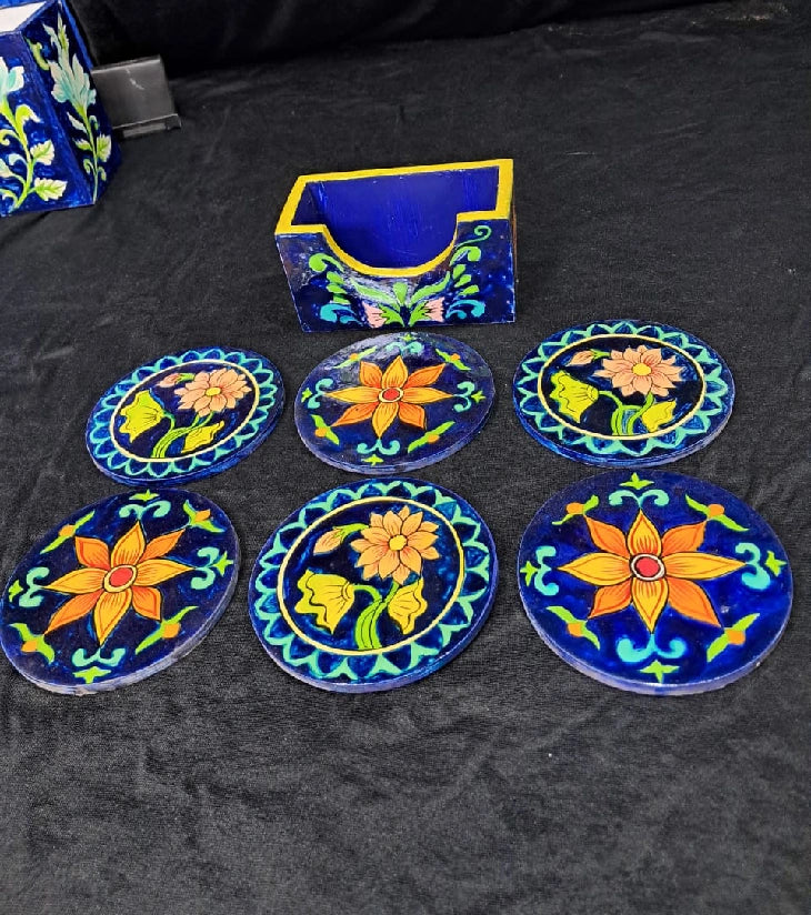 Royal Blossom Wooden Coaster Set (6 pcs)