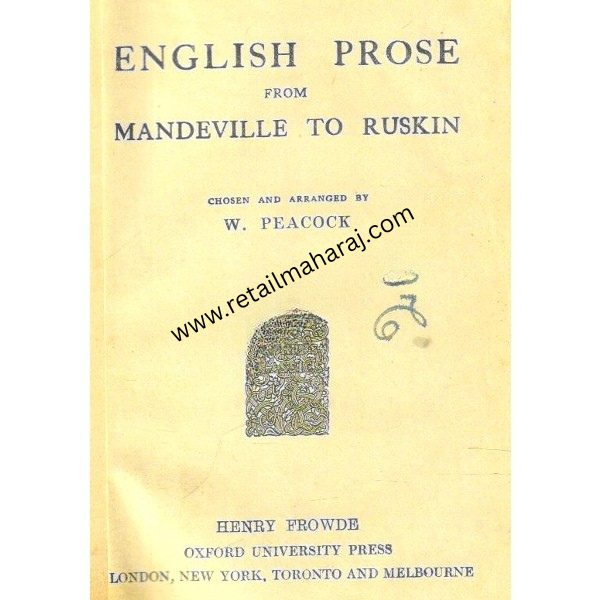 English Prose from Mandeville to Ruskin - Retail Maharaj